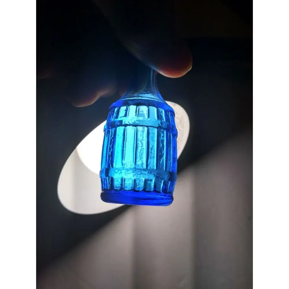 Wheaton Blue Root Beer Bitters Carnival Glass Bottle Medicine 1970's Mini 3